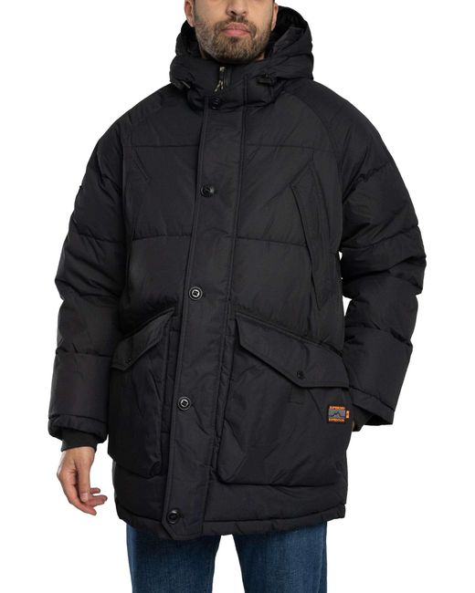 Superdry Black Expedition Puffer Parka Jacket for men