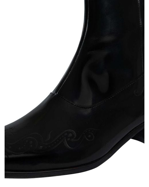Jeffery West Black Lightning Bolt Zip Leather Chelsea Boots for men