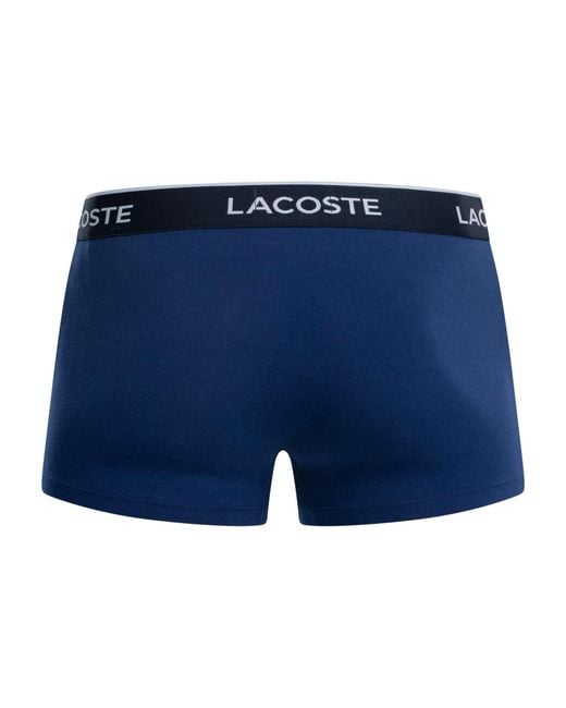 Lacoste Blue 3 Pack Cotton Stretch Trunks for men