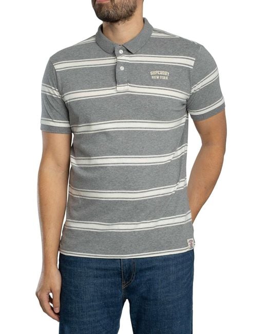 Superdry Gray Vintage Stripe Polo Shirt for men