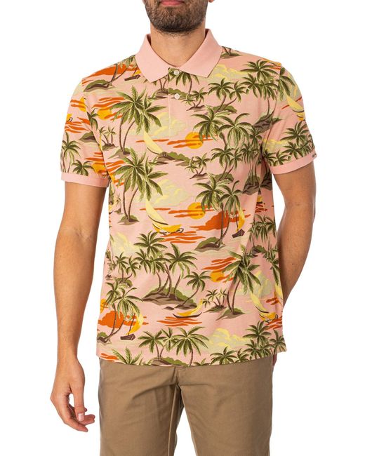 Gant Multicolor Hawaii Print Polo Shirt for men