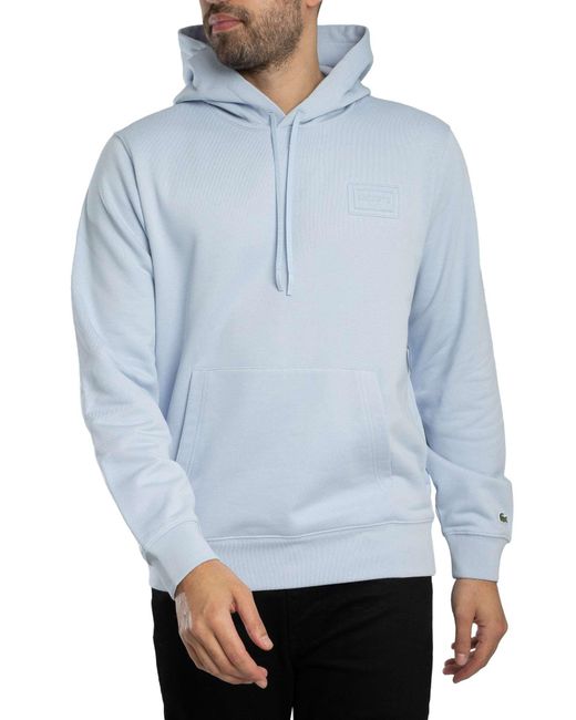 Lacoste Blue Embossed Branding Pullover Hoodie for men