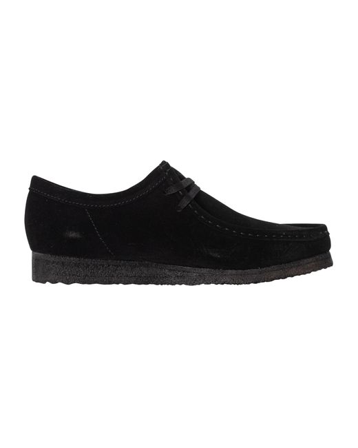 Clarks Black Wallabee Suede Shoes for men