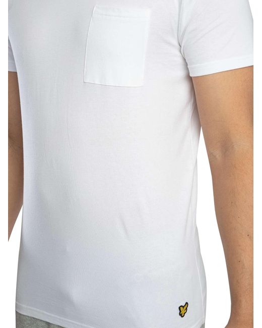 Lyle & Scott White Basic 2 Pack Pocket T-shirt for men