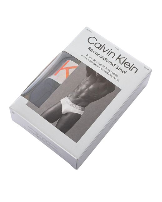 Calvin Klein 3 Pack Reconsidered Steel Briefs in Black for Men