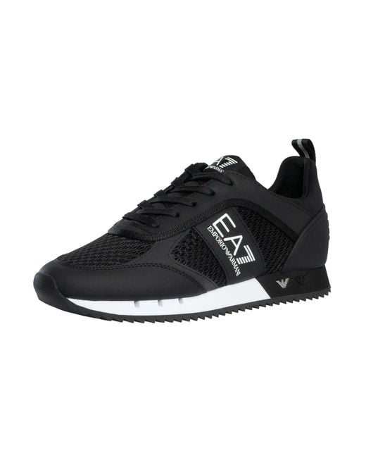 EA7 Black Athletic Logo Mesh Trainers for men
