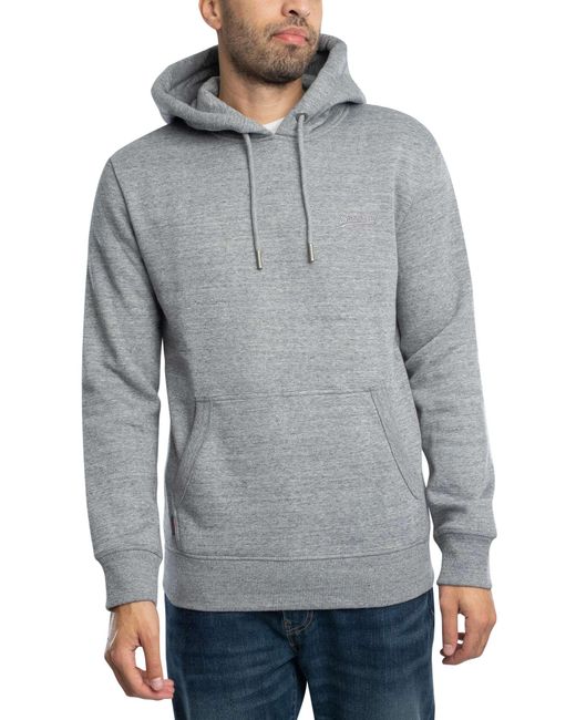 Superdry Gray Essential Logo Pullover Hoodie for men