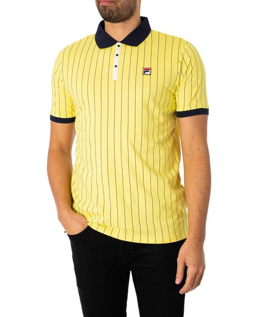 Fila Yellow Classic Vintage Striped Polo Shirt for men