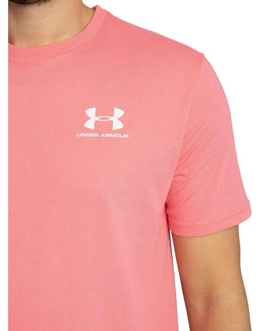 Under Armour Pink Loose Left Chest Logo T-shirt for men