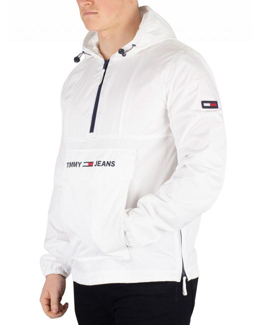 Tommy Hilfiger Classic White Nylon Shell Solid Popover Jacket for Men |  Lyst Canada