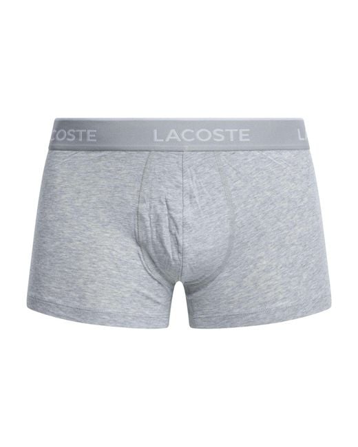 Lacoste Gray 3 Pack Cotton Stretch Trunks for men