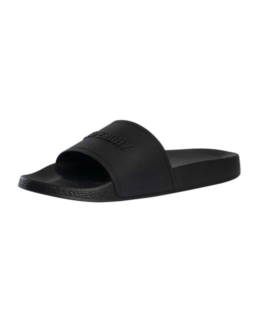 Superdry Black Premium Graphic Pool Sliders for men