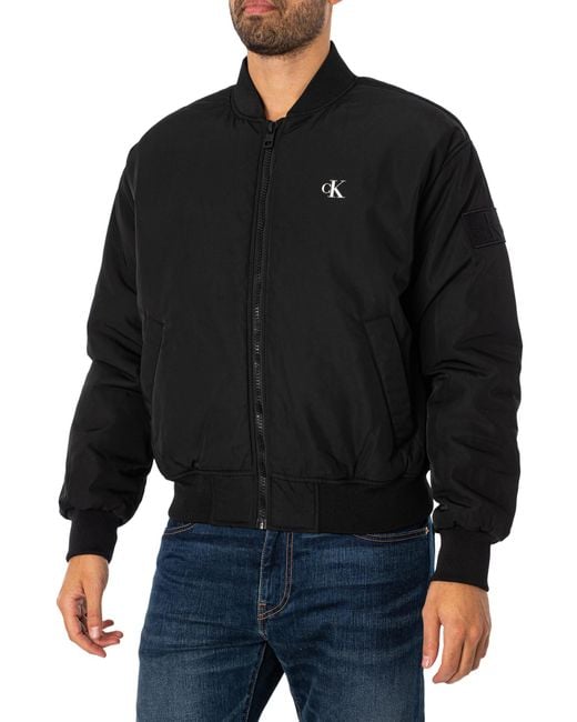 Calvin Klein Black Padded Bomber Jacket for men