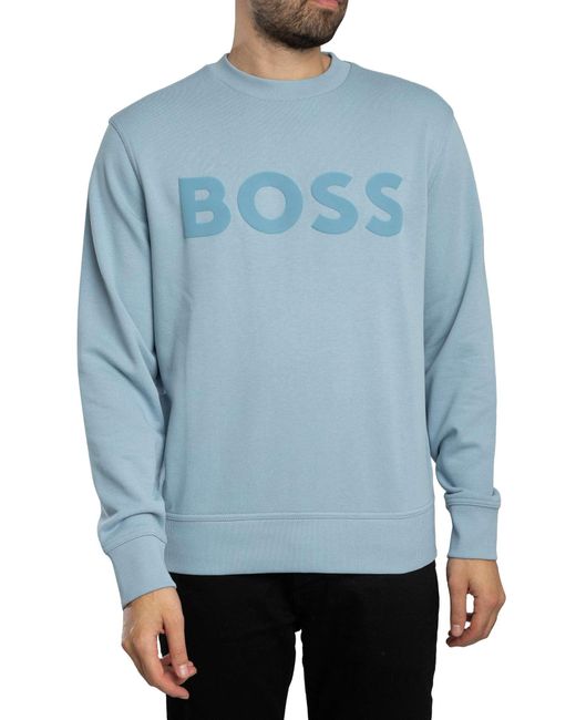 Boss Blue We Basic Crew Sweatshirt for men