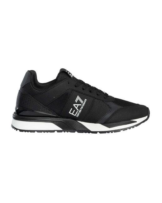 EA7 Black Mesh Logo Trainers for men