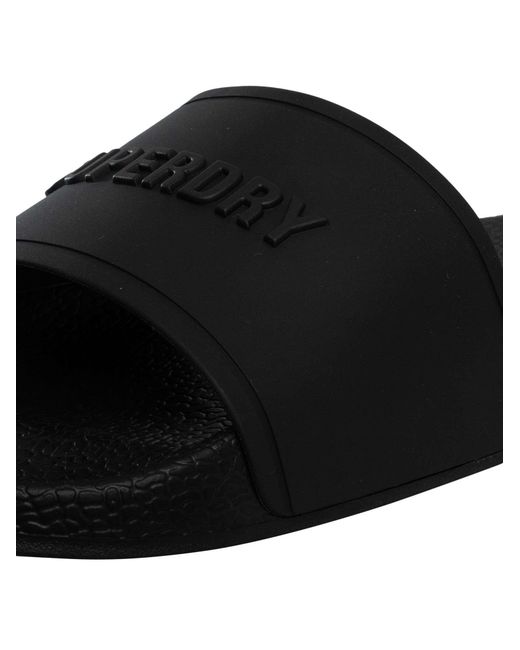 Superdry Black Premium Graphic Pool Sliders for men