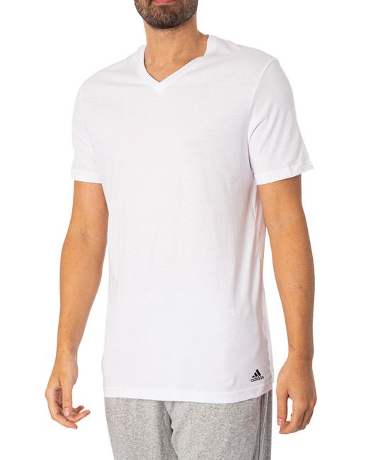 Adidas White 3 Pack Lounge V-neck T-shirt for men