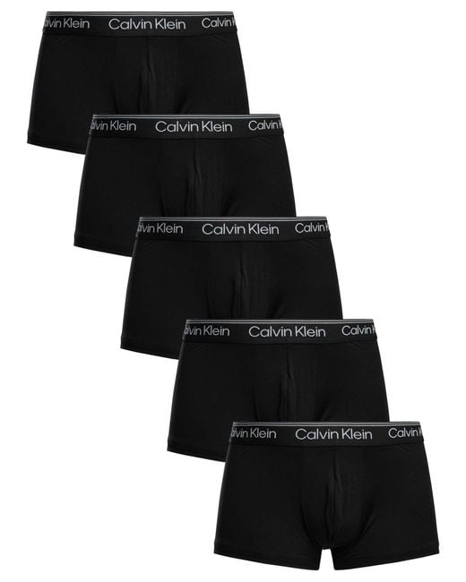 Calvin Klein Black 5 Pack Microfiber Stretch Low Rise Trunks for men