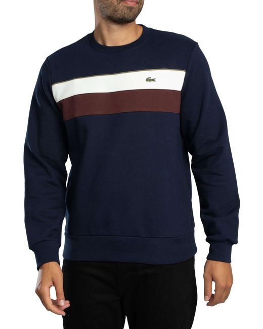Lacoste Blue Colour Block Fleece Sweatshirt for men