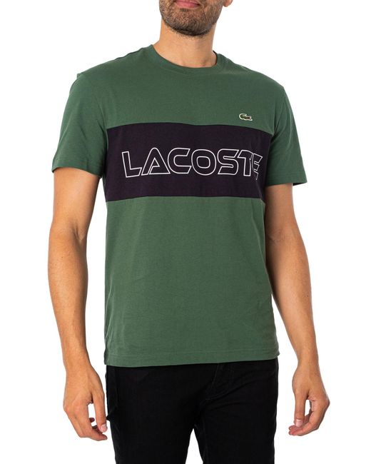Lacoste Embroidery Logo Panel T-shirt in Green for Men | Lyst