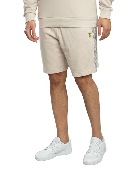 Lyle & Scott Natural Check Panelled Sweat Shorts for men