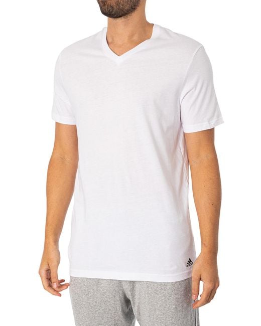 Adidas White 3 Pack Lounge V-neck T-shirt for men