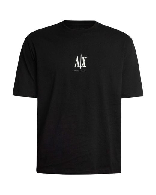 ARMANI EXCHANGE Black Centre Logo T-shirt for men