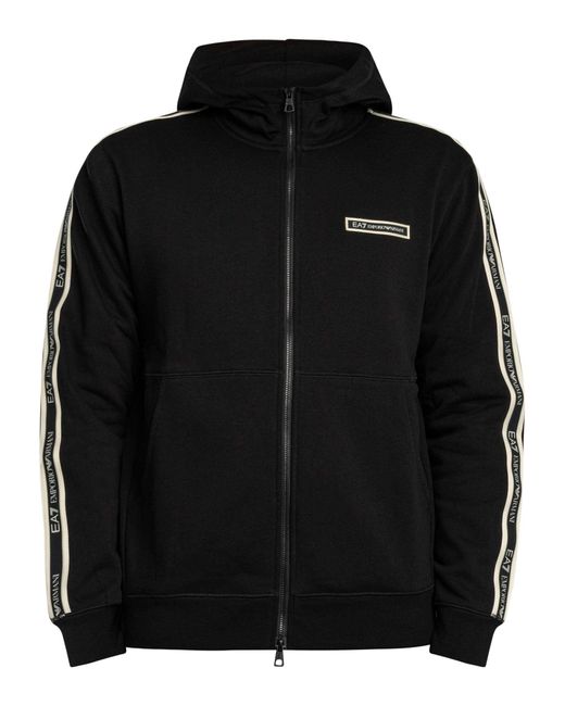 EA7 Black Box Logo Zip Hoodie for men