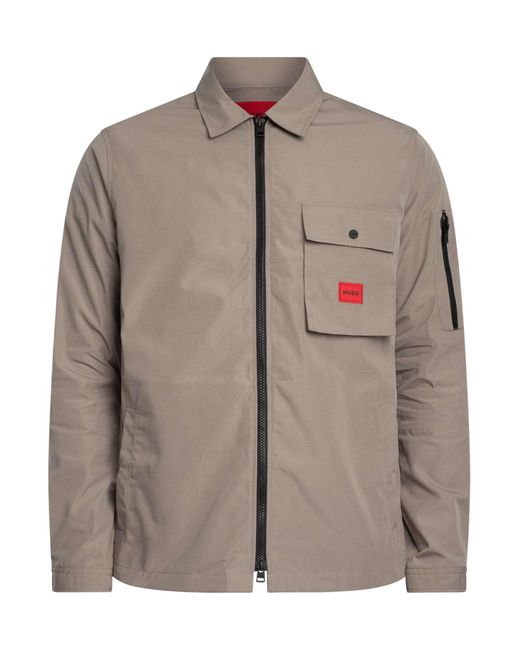 HUGO Gray Emmond Zip Overshirt for men
