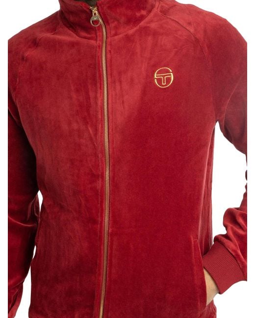 Sergio Tacchini Red Court Velour Track Jacket for men