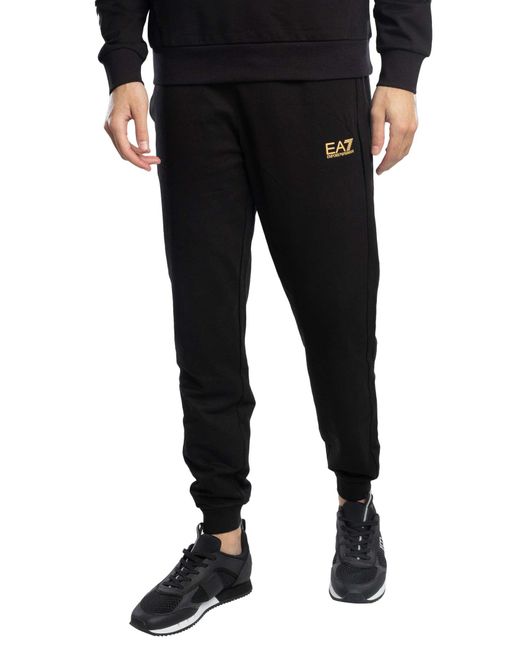 EA7 Black Slim Jersey Joggers for men