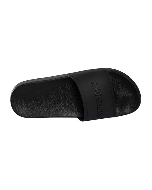 Superdry Black Premium Graphic Pool Sliders for men