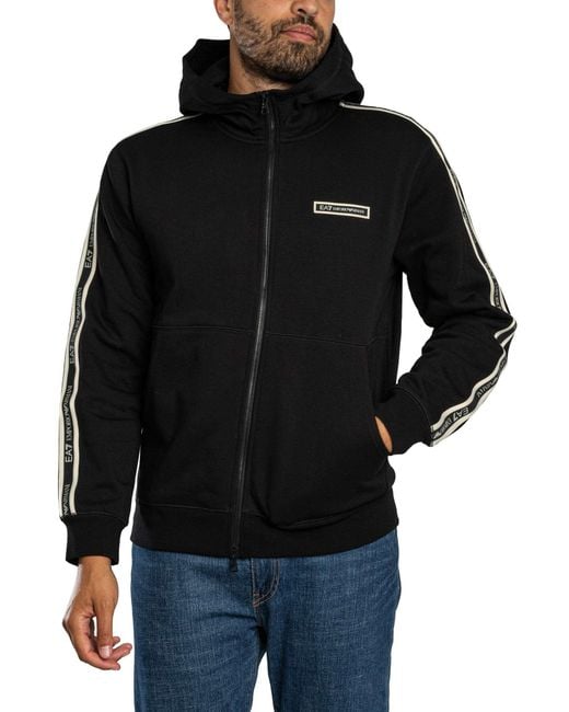 EA7 Black Box Logo Zip Hoodie for men
