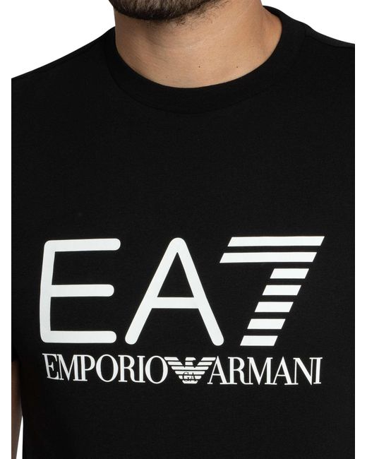 EA7 Black Slim Logo Graphic T-shirt for men