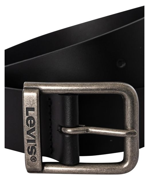 Levi's Black Metal Logo Leather Belt for men