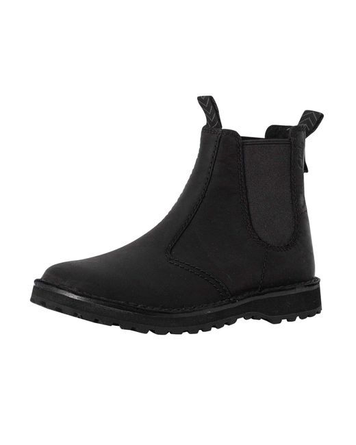 Clarks Black Solsbury Leather Chelsea Boots for men