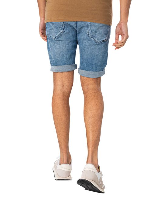 G-Star RAW Blue 3301 Slim Denim Shorts for men