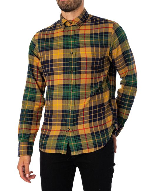 Gant Black Regular Plaid Flannel Check Shirt for men