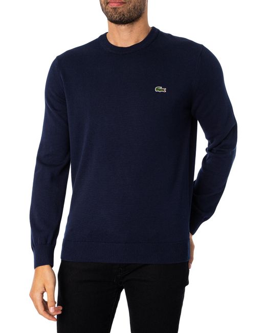 Lacoste Blue Logo Knit Sweatshirt for men