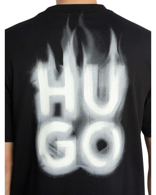 HUGO Black Dalsar Back Fade Logo T-shirt for men