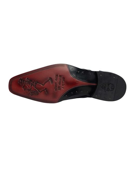 Jeffery West Black Croco Derby Leather Shoes for men
