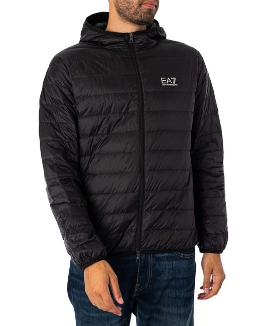 EA7 Black Woven Down Jacket for men
