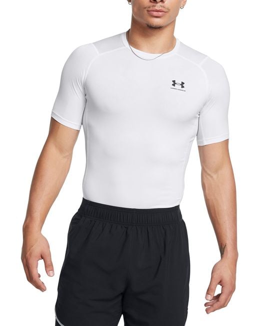 Under Armour White Armour Heatgear Compression Short-sleeve T-shirt for men