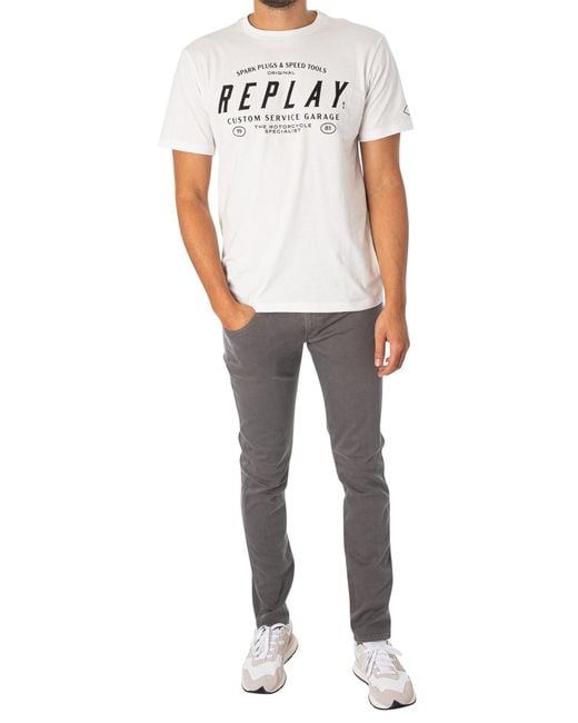 Replay Gray Anbass Slim Hyperflex X-lite Jeans for men