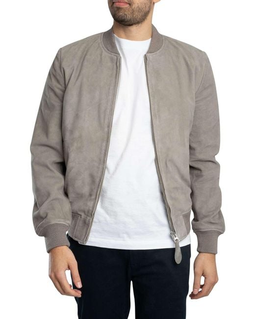 Schott Nyc Gray Suede Bomber Jacket for men