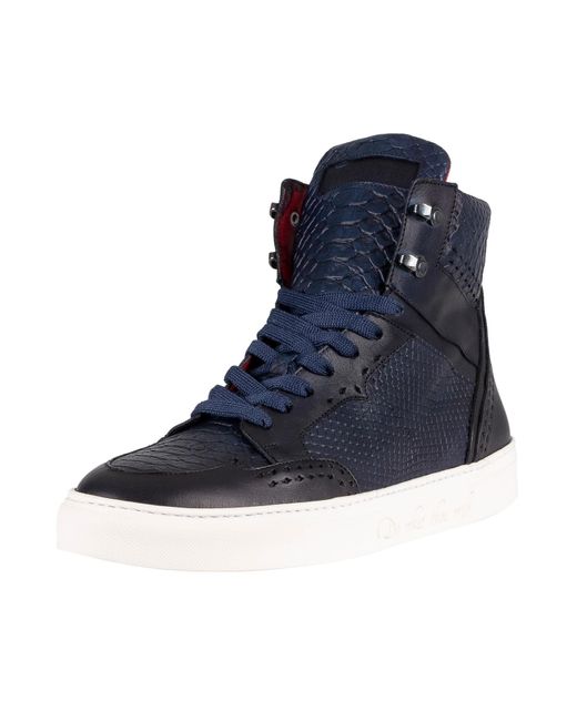 Jeffery West Hi Leather Trainers in Dark Blue (Blue) for Men - Lyst