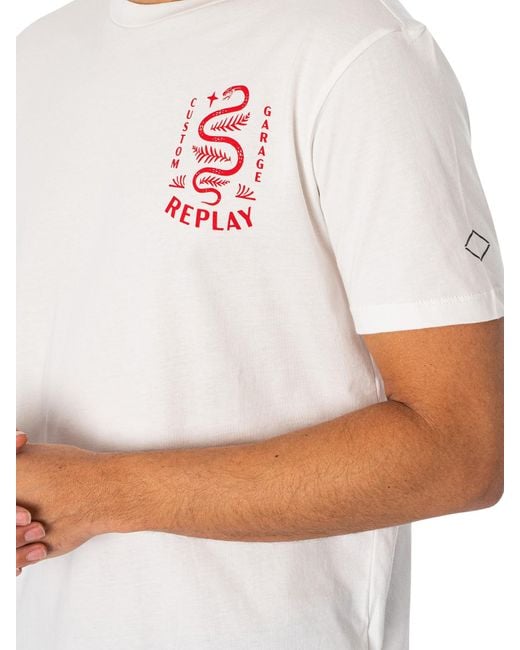 Replay White Back Graphic Logo T-shirt for men