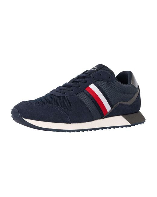 Tommy Hilfiger Blue Runner Evo Mix Block Trainers for men