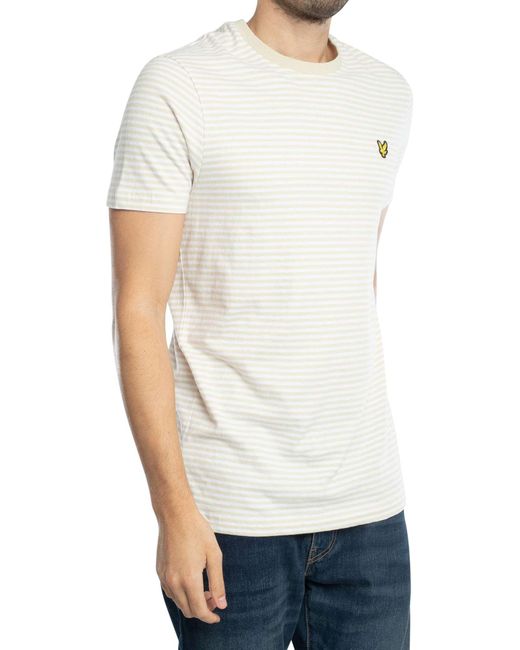 Lyle & Scott White Linen Blend Breton Stripe T-shirt for men