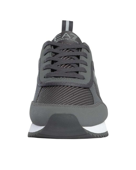 EA7 Gray Mesh Logo Trainers for men